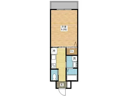 エヴァーグリーン思案橋(1K/2階)の間取り写真