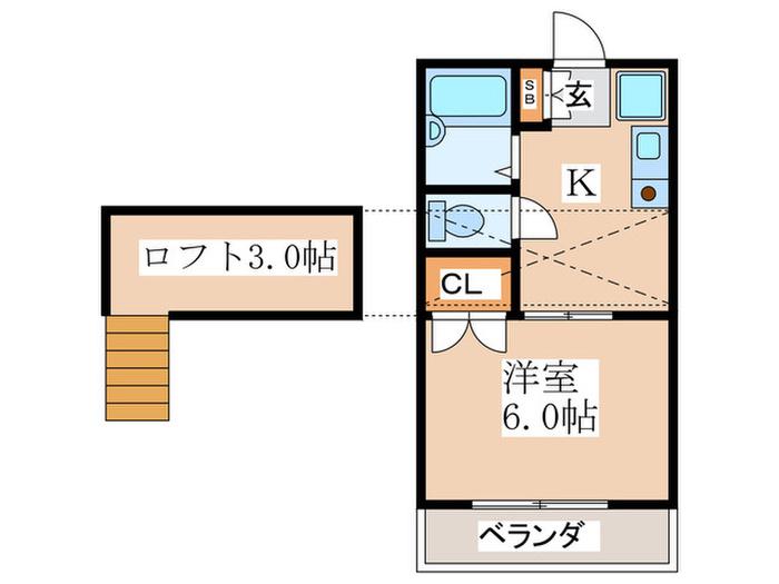パインハウス(1K/2階)の間取り写真