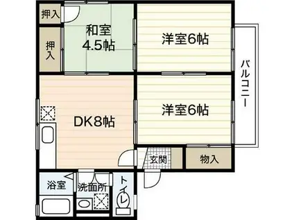 ファミール隅田A棟(3DK/2階)の間取り写真