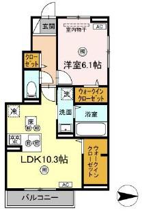エトワリア(1LDK/1階)の間取り写真