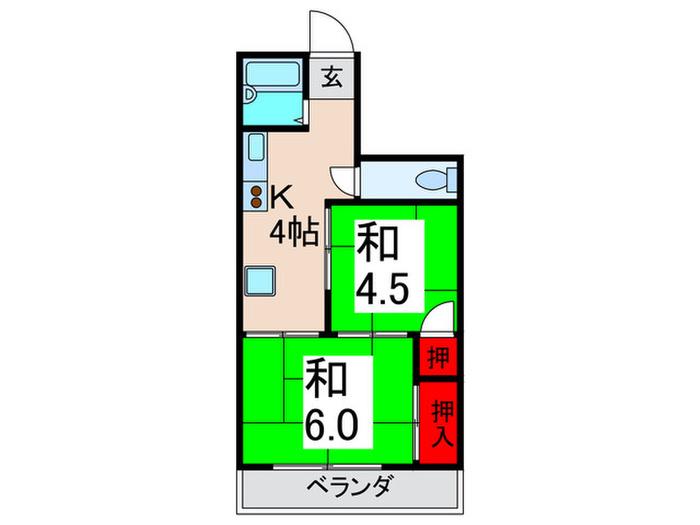 ハマースミス(2K/3階)の間取り写真
