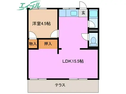 生桑台ハイツ(1LDK/2階)の間取り写真