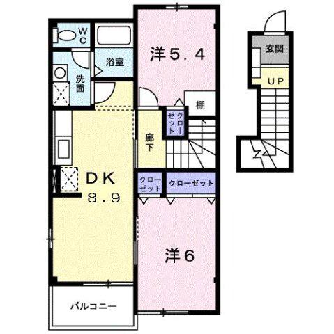 シェーン プラッツ B(2DK/2階)の間取り写真