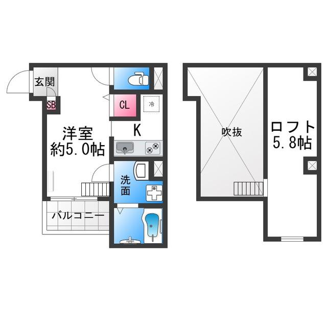ドリームスクエア(ワンルーム/2階)の間取り写真
