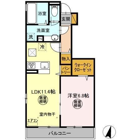 コンフォーレA棟(1LDK/1階)の間取り写真