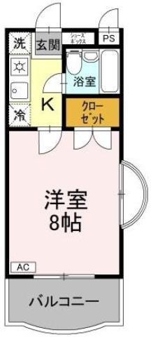 サンハイツ沖浜(1K/3階)の間取り写真