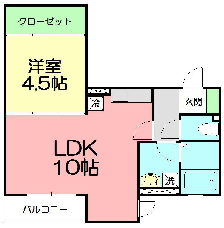 アルウス湘南(1LDK/2階)の間取り写真