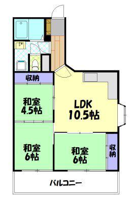 元今泉ハイタウン(3LDK/4階)の間取り写真