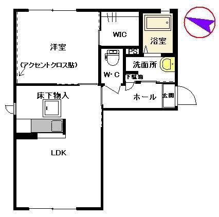 サリーレ新屋敷  I番館(1LDK/1階)の間取り写真