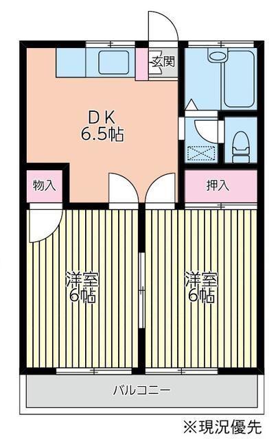みどりハイツIII(2DK/1階)の間取り写真