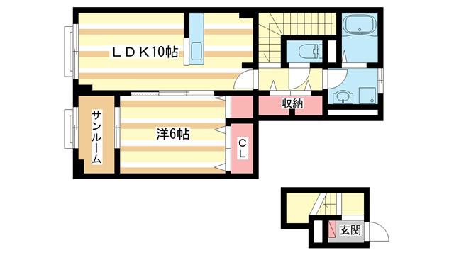 アネモスヒルズ天理I(1LDK/2階)の間取り写真