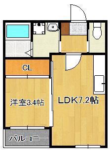 BRAVE BASE 遠賀 サウス(1LDK/1階)の間取り写真