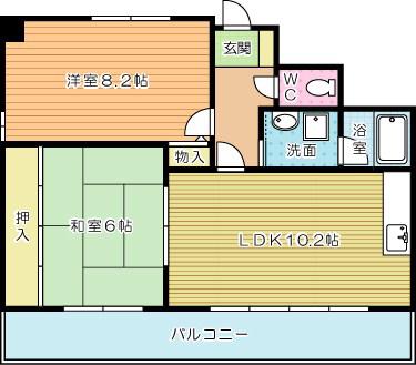 朝日イーストビル(2LDK/5階)の間取り写真