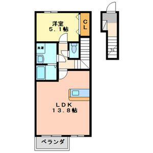 LEGAME(1LDK/2階)の間取り写真