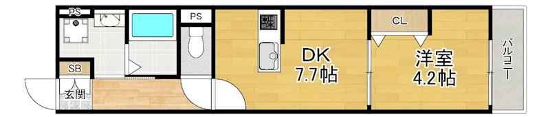 EIJU牧野駅前(1DK/1階)の間取り写真