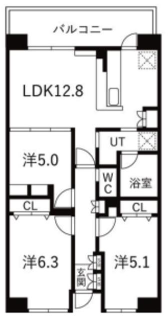 アクティ目黒駅前2棟(3LDK/4階)の間取り写真