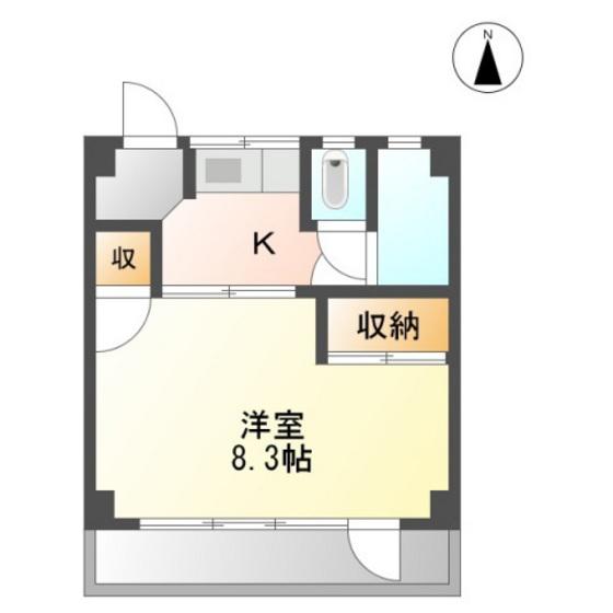 サンジェルマン富田町(1K/5階)の間取り写真