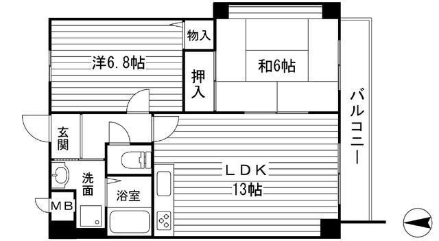 グリーンハイツ東山II(2LDK/3階)の間取り写真