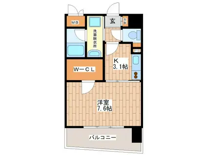 ヴィータ ラフィナータ(1K/6階)の間取り写真