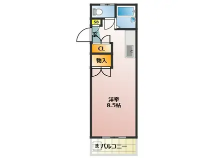 ハイツインディゴ(ワンルーム/3階)の間取り写真