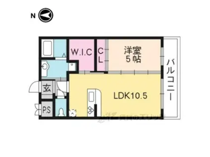 ビクトワール京都河原町(1LDK/2階)の間取り写真
