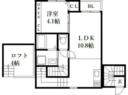 APT03(1LDK/2階)の間取り写真