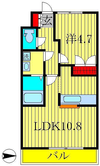 ルミナス(1LDK/2階)の間取り写真