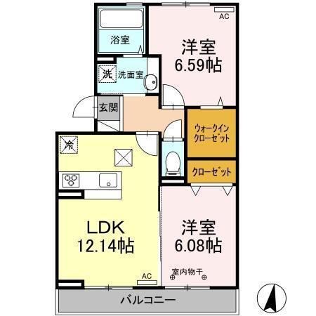 グリーングラス(2LDK/2階)の間取り写真
