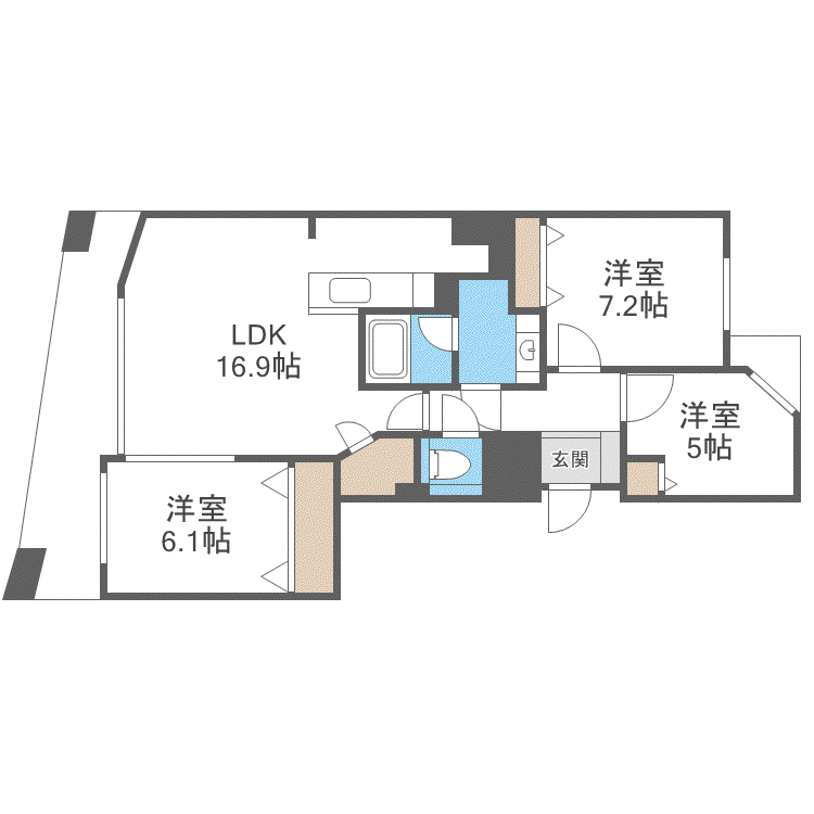 シティハウス道庁前(3LDK/8階)の間取り写真