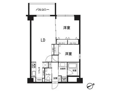 レジデンス藤崎(2LDK/3階)の間取り写真