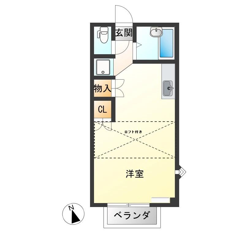 メッツサンヒル(ワンルーム/2階)の間取り写真