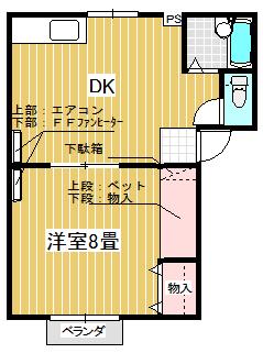 L HOUSE(1DK/2階)の間取り写真