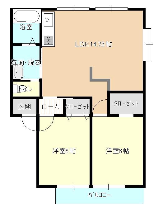 グリーンハイツ楠(2LDK/2階)の間取り写真