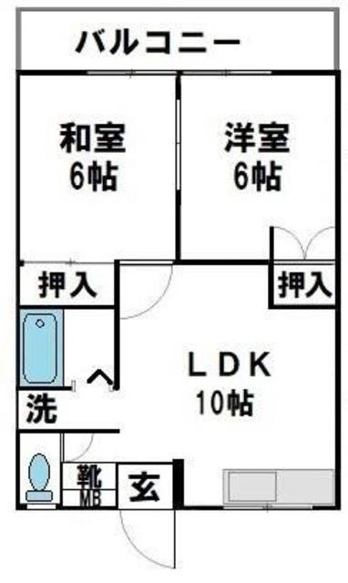 ポルテーゼハシモト(2LDK/3階)の間取り写真