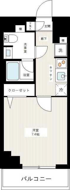 AZEST千住大橋(1K/6階)の間取り写真