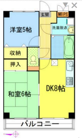 キャピタル草加(2DK/1階)の間取り写真