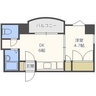 フォーライフ大通南(1DK/2階)の間取り写真