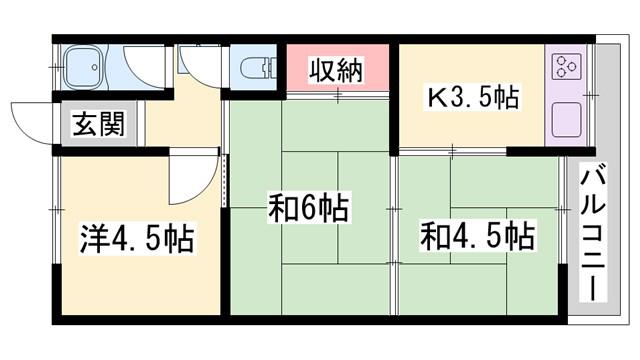 富士ハイツ(3K/1階)の間取り写真