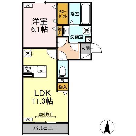 D-HILLS中田町(1LDK/3階)の間取り写真