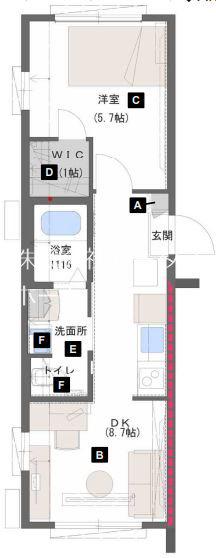 FIRST TERRACE(1DK/2階)の間取り写真