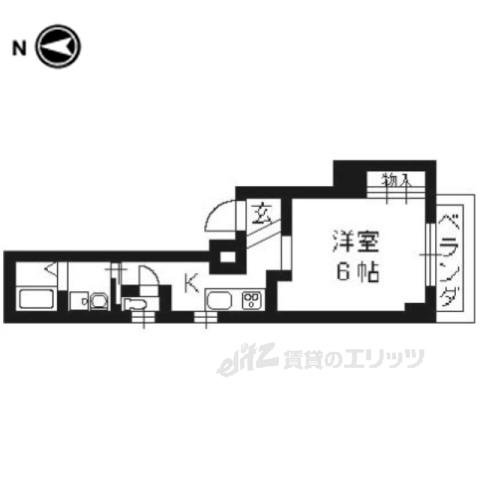 グリーンヒル上立売(1K/2階)の間取り写真