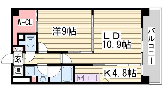 サニープレイス西芦屋2号館(1LDK/8階)の間取り写真