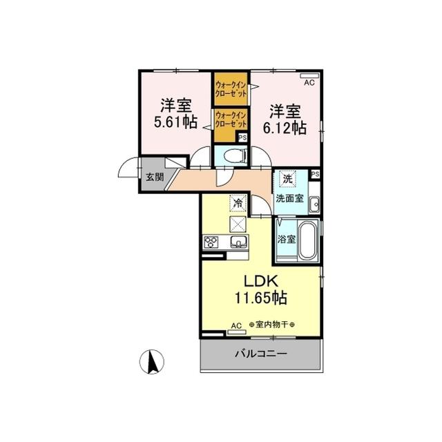 D-ROOM ティアレ上石田(2LDK/1階)の間取り写真