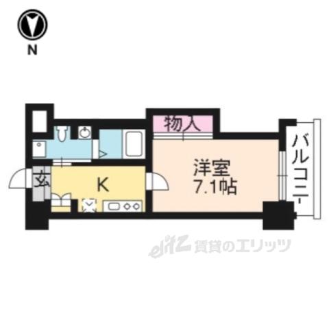 HF四条河原町レジデンス(1K/3階)の間取り写真