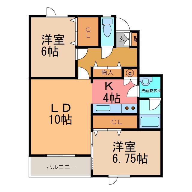 ビオガーデン(2LDK/2階)の間取り写真