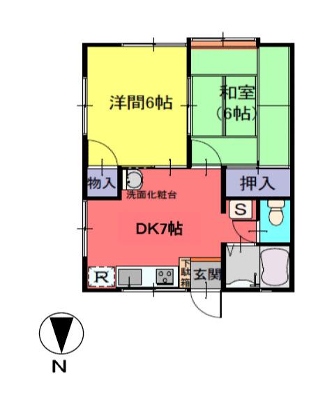 小林コーポ(2DK/1階)の間取り写真
