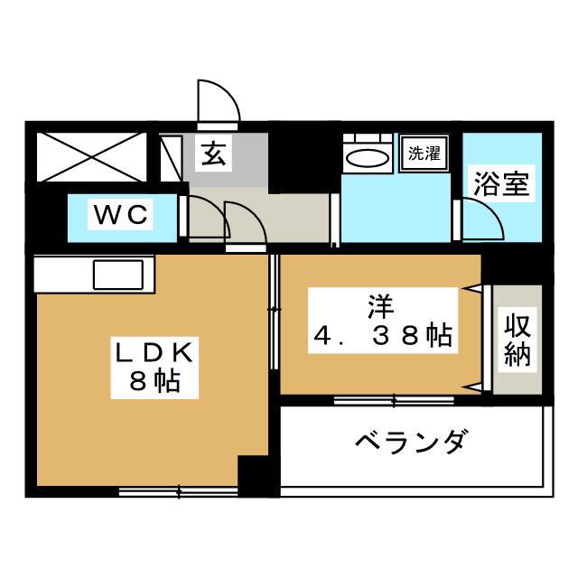 ハイリード・セイフウ(1LDK/8階)の間取り写真