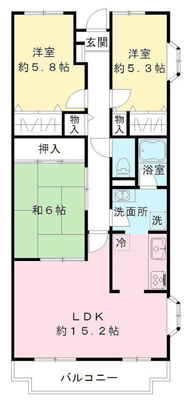 パール呉竹(3LDK/2階)の間取り写真
