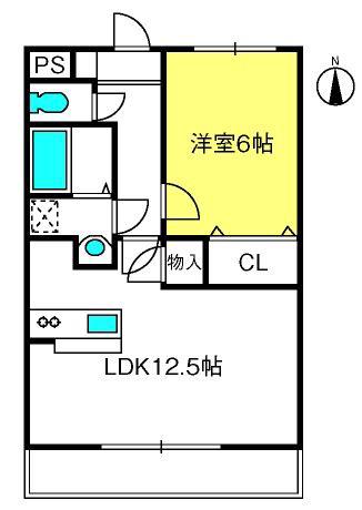 ヒラソール(1LDK/3階)の間取り写真