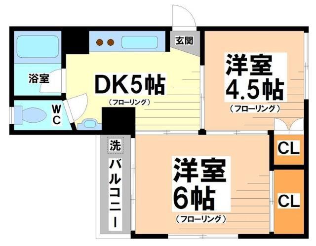 コーポ西村(2DK/3階)の間取り写真